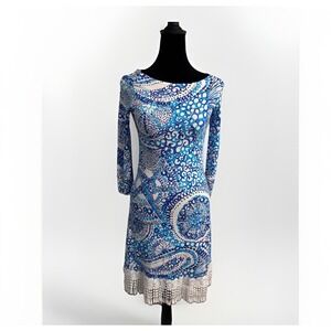 Lilly Pulitzer Sophie 3/4-Sleeve Shift Mini Dress Size XXS Fringe Bodycon‎